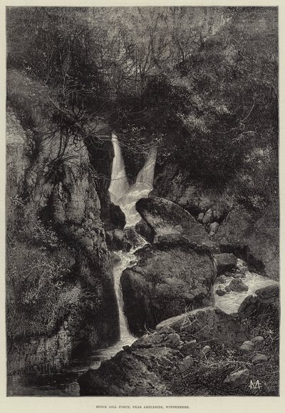 Stock Gill Force, near Ambleside, Windermere by Charles Auguste Loye